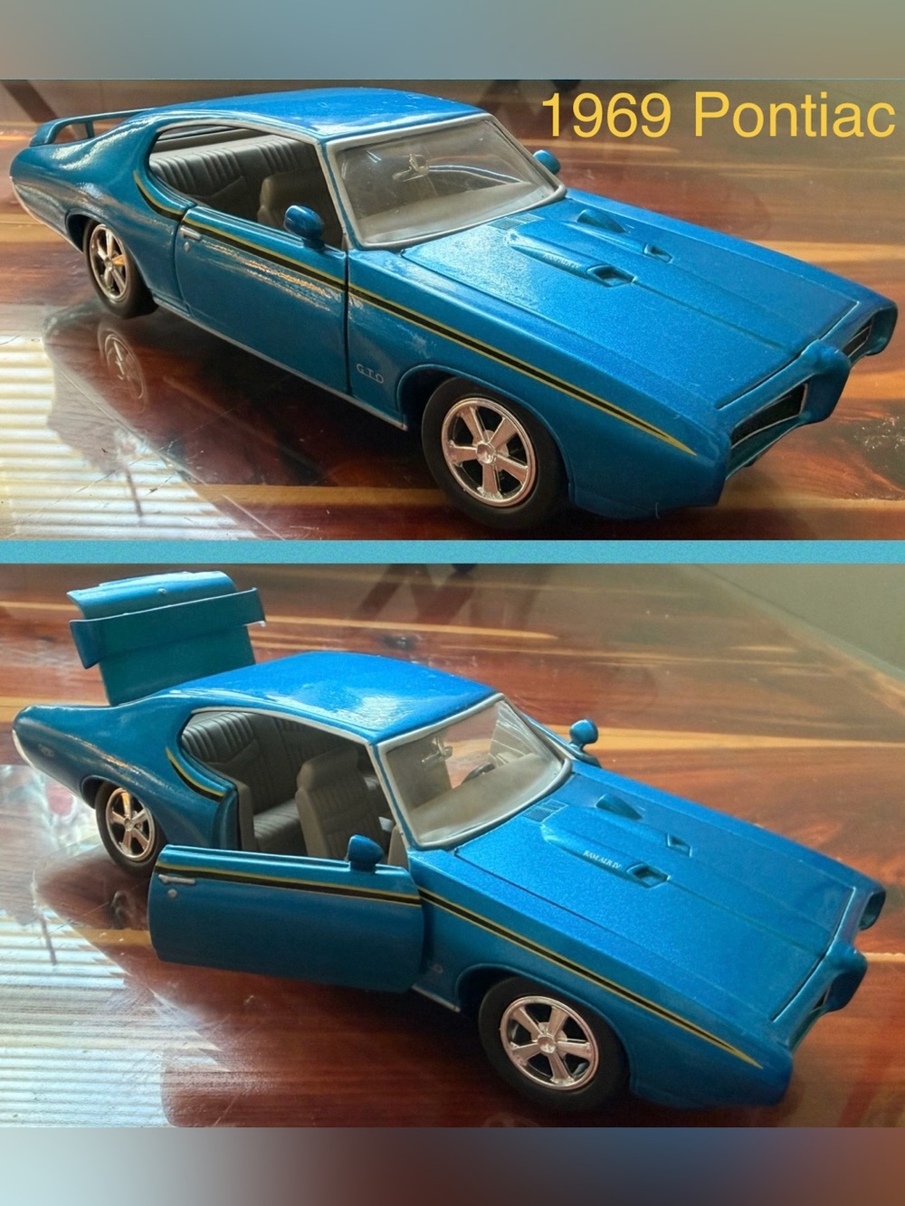 Blue 1969 Pontiac GTO Die-Cast Toy Car - Classic Kids Toy